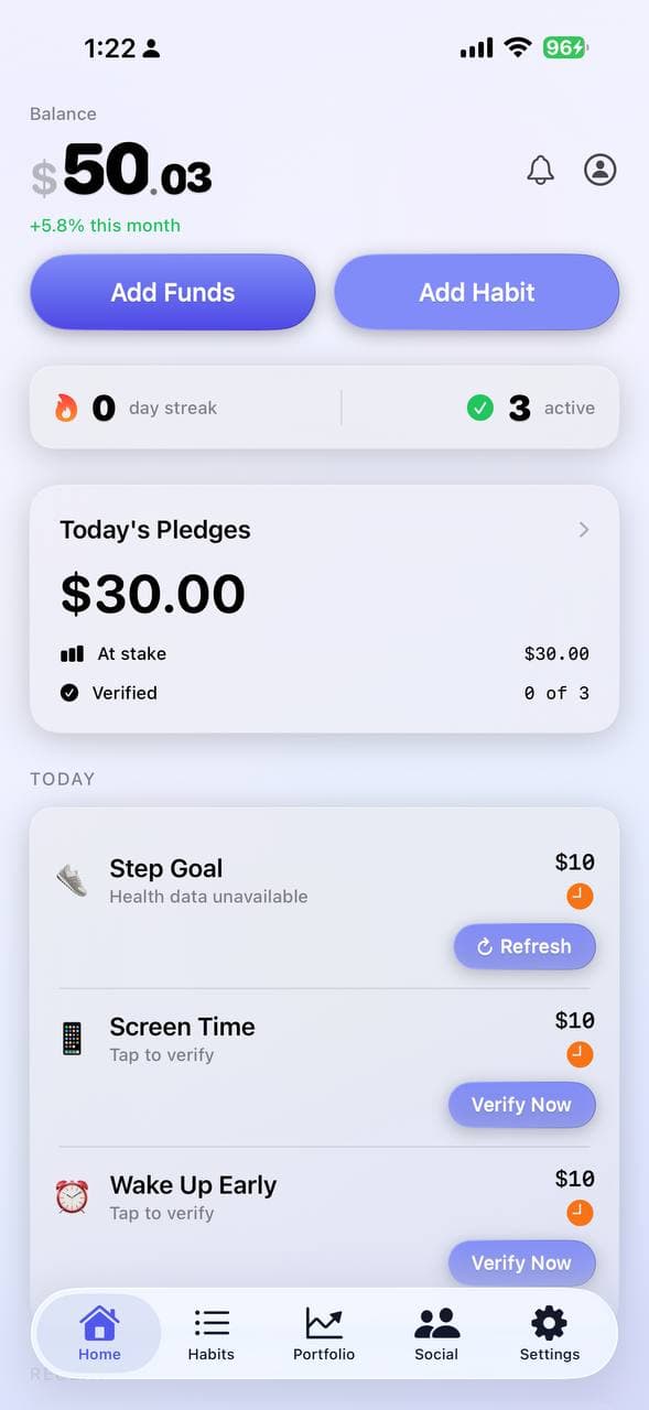 Pledge App - Home Dashboard